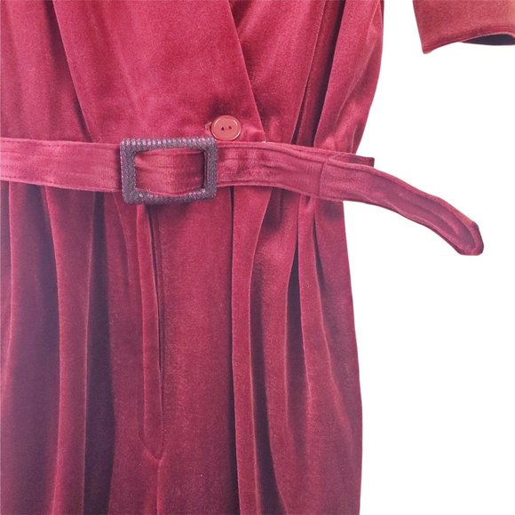 Vintage 1980's Jodi Michaels Belted Velvet Rhinestone Short Sleeve Jumper, 9/10 - Picture 7 of 12